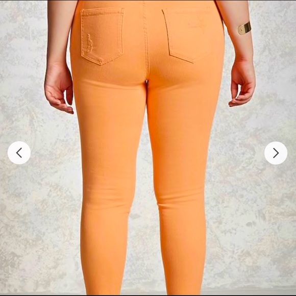 F21 Plus Size Distressed Jeans- Orange - Picture 3 of 3